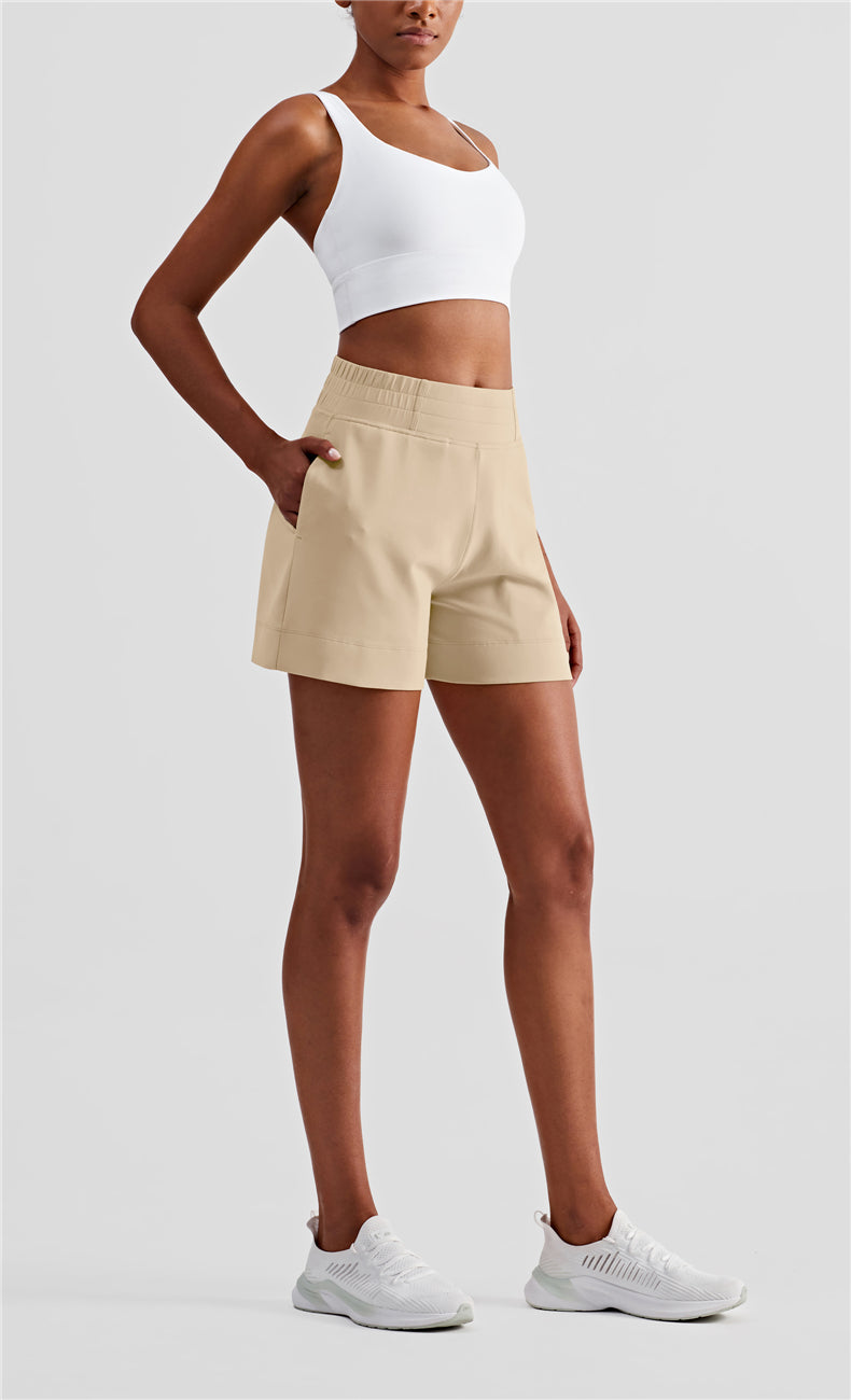 Fit High Waisted Shorts with Pockets