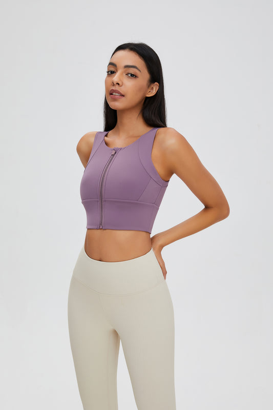 Zipper Cropped Sports Tank