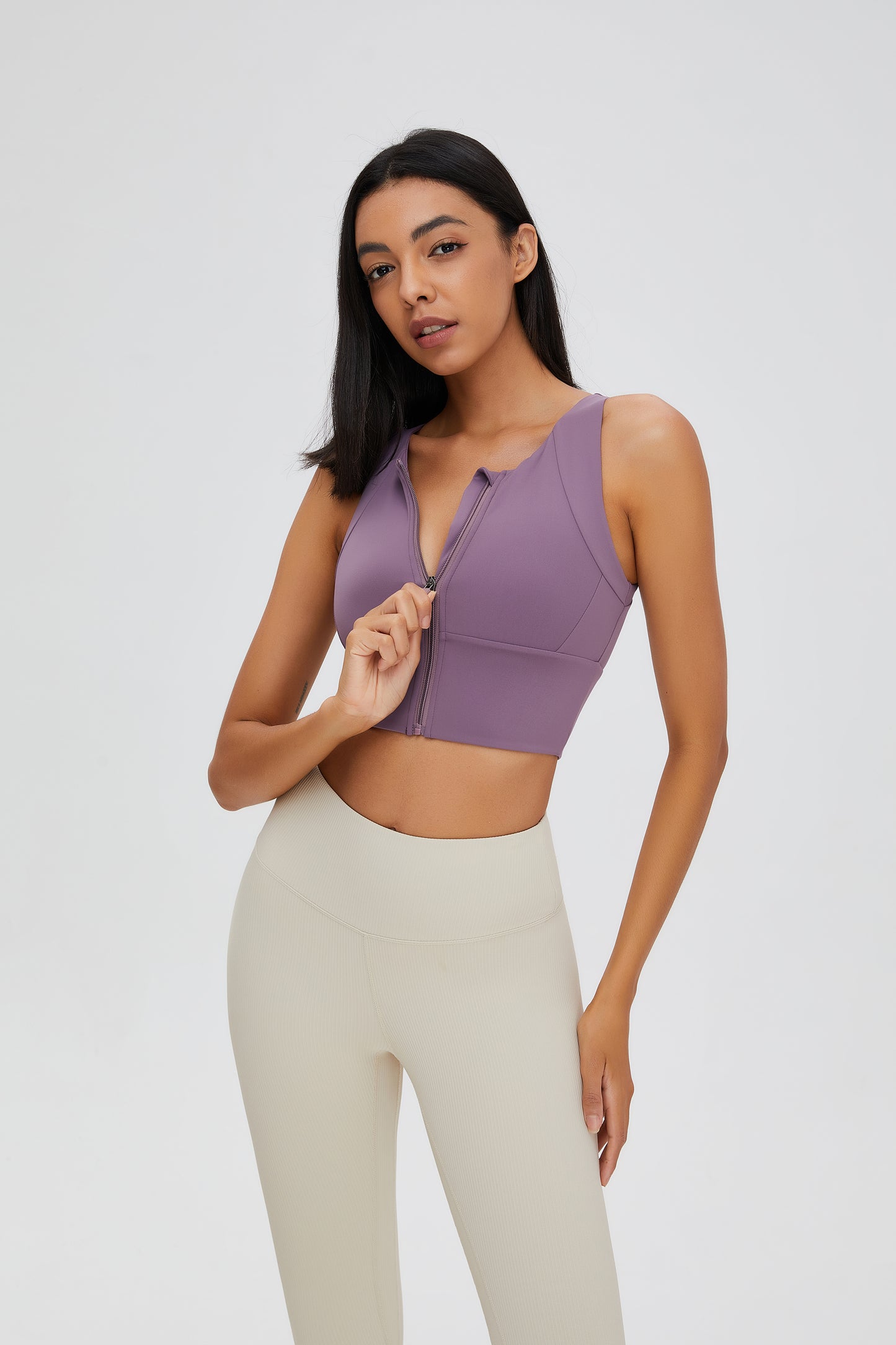 Zipper Cropped Sports Tank