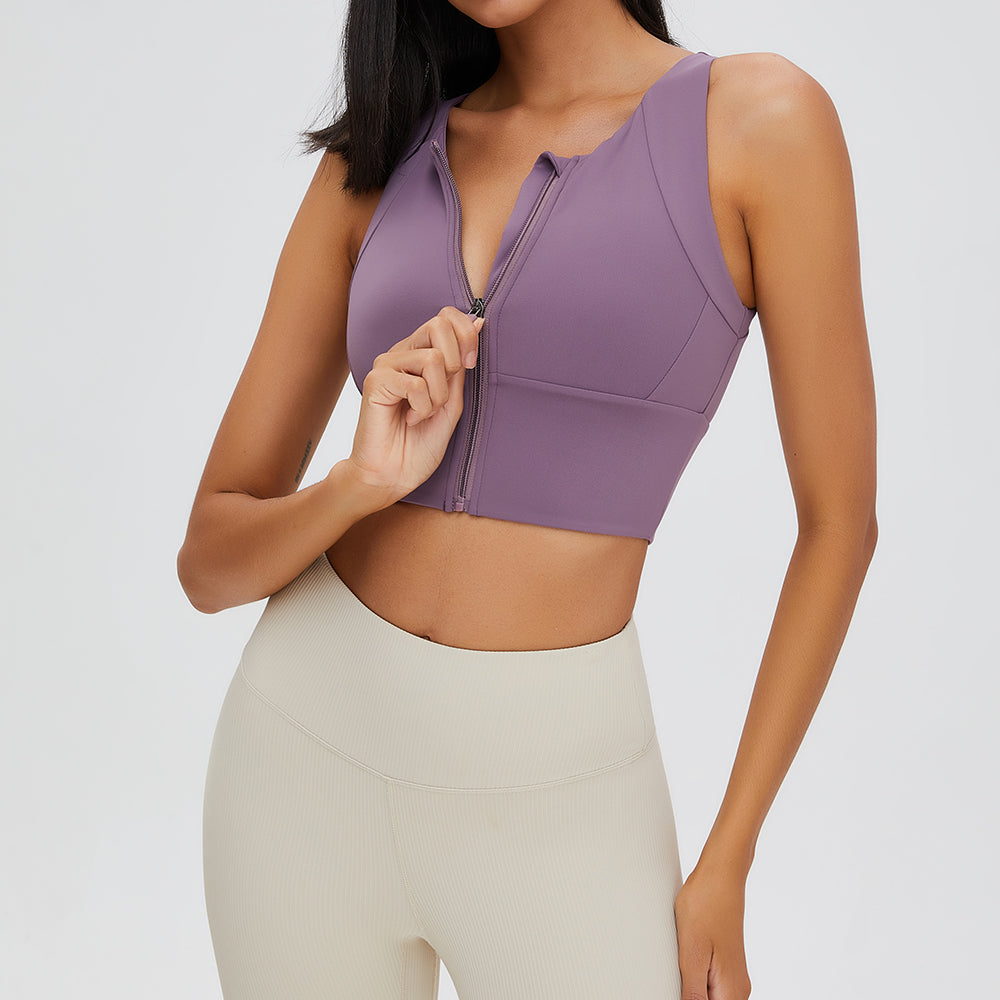 Zipper Cropped Sports Tank