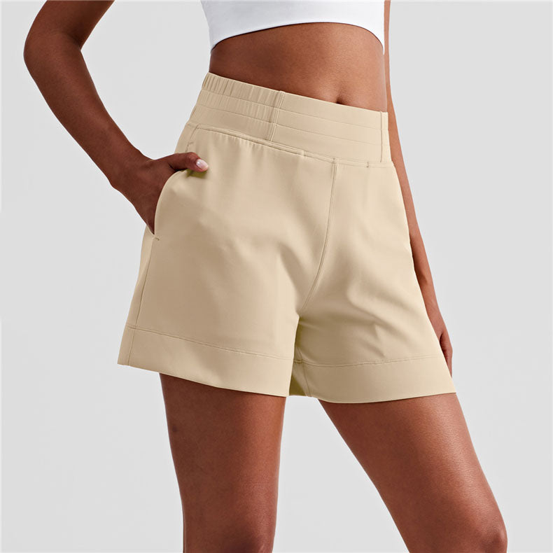 Fit High Waisted Shorts with Pockets