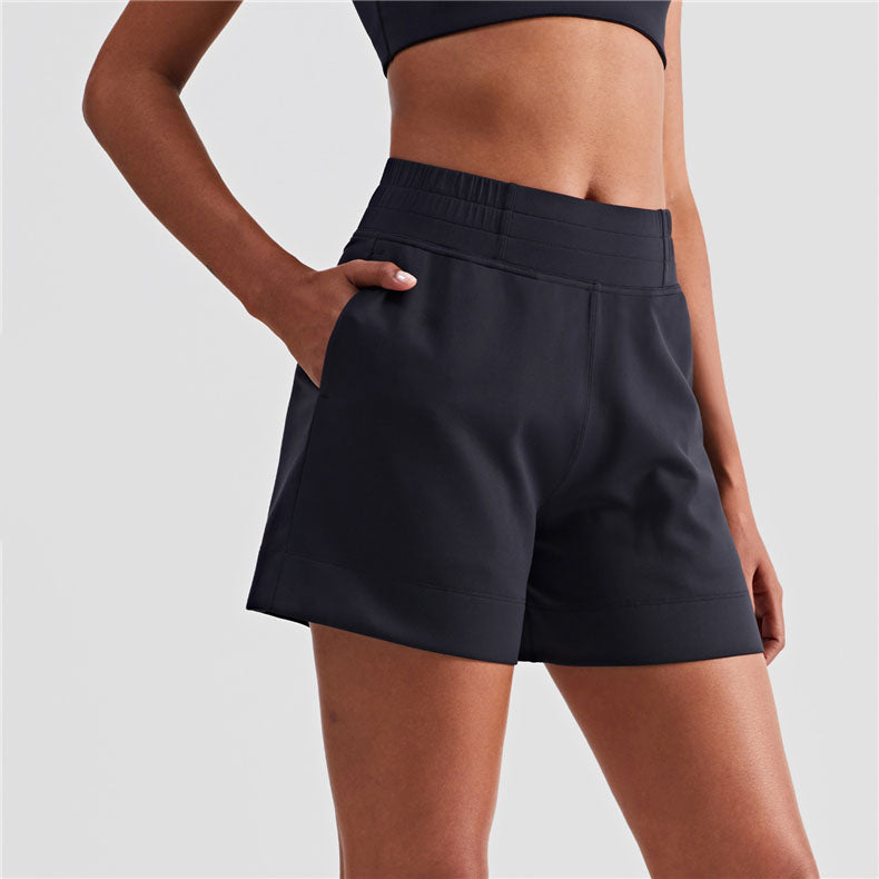 Fit High Waisted Shorts with Pockets